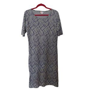 LuLaRoe Gray Geometric Pattern Dress L Short Sleeve Soft & Lightweight